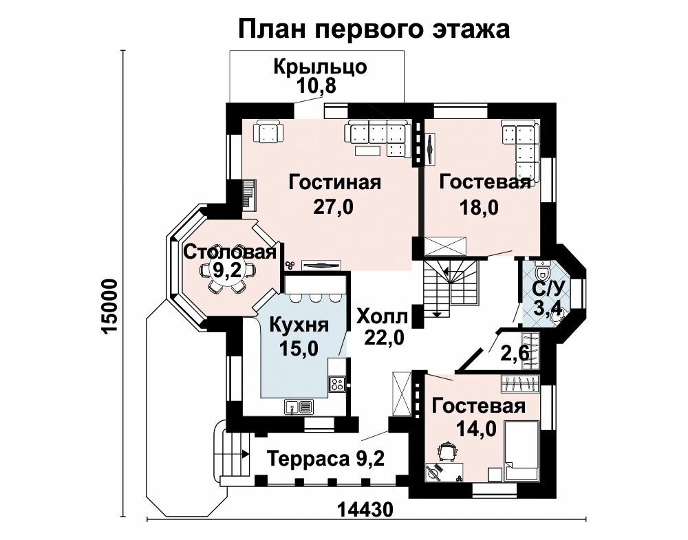 (331м2, 15х14м) Готовый проект трехэтажного дома из газобетона с гаражом и подвалом - AS-1263 - фотография № 4