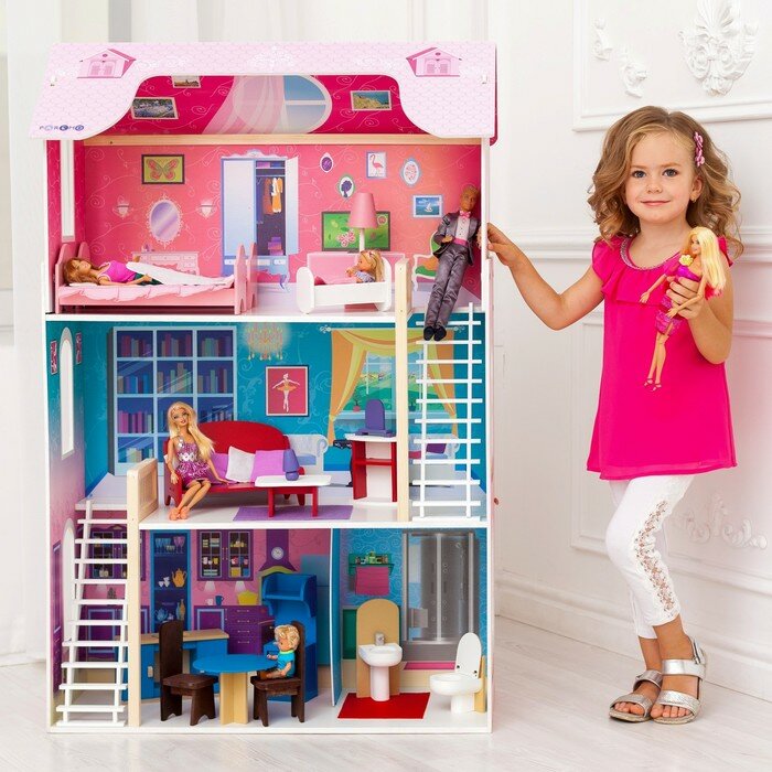PAREMO Кукольный домик «Вдохновение», (16 предметов мебели, 2 лестницы)