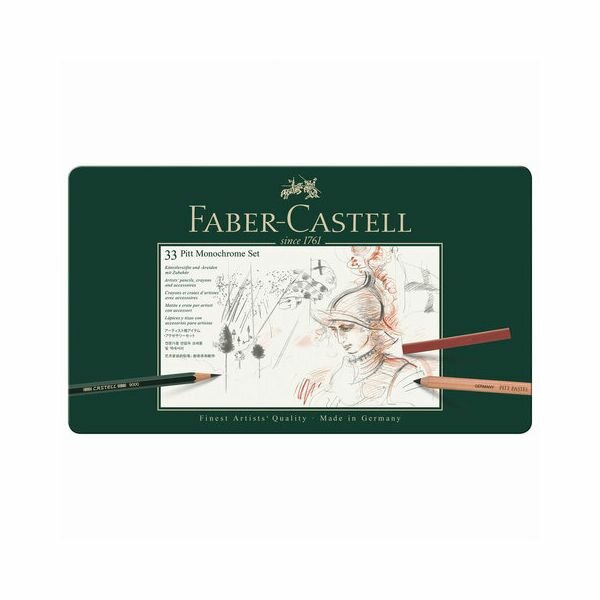 Набор художественный FABER-CASTELL "Pitt Monochrome", 33 предмета, металлическая коробка, 112977