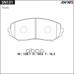 Колодки Перед. Suzuki Escudo / Grand Vitara Ta74w / Td54w / Td94w / Tda4w / Tdb4w (05-15) ADVICS арт. SN131