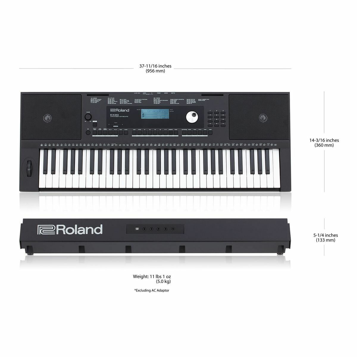 Roland E-X20 синтезатор с автоаккомпанементом, 61 клавиша, 128 полифония, 253 стиля, 656 тембров