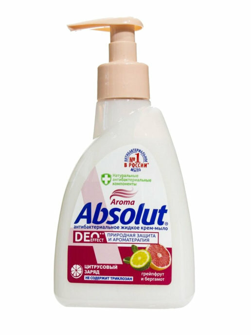 Absolut Крем-мыло жидкое Absolut DeoEffect Грейпфрут и бергамот, Антибактериальное 250 мл