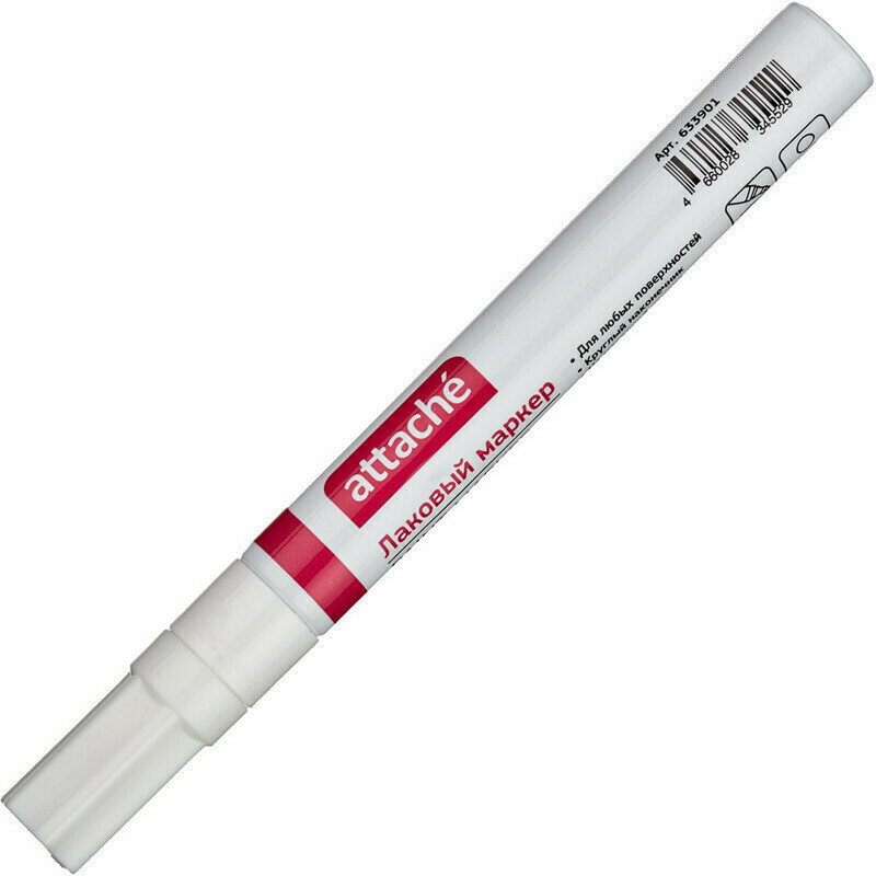 фото Маркер Маркер лаковый пеинт (лак) Attache 4 мм белый 2 шт
