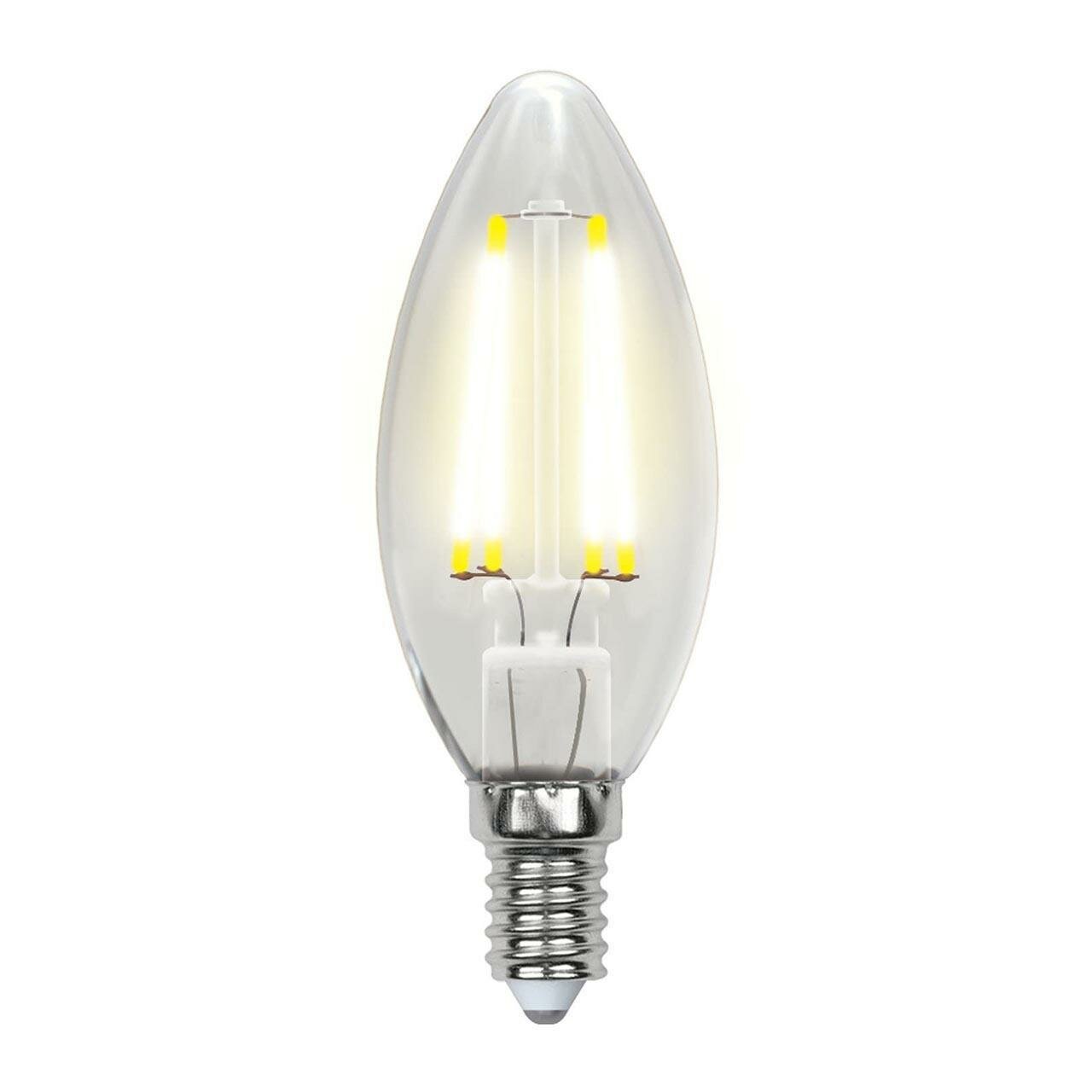 Uniel Лампа светодиодная филаментная (UL-00003245) Uniel E14 7,5W 3000K прозрачная LED-C35-7,5W/WW/E14/CL GLA01TR