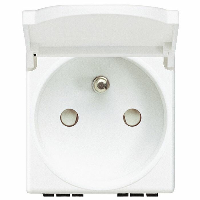 фото Розетка BTicino LIVING LIGHT, скрытый монтаж, с заземлением, с крышкой, белый, N4145