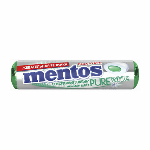 Жевательная резинка MENTOS Pure White (Ментос) "Ролл Нежная мята", комплект 50 шт., 15.5 г, 87548