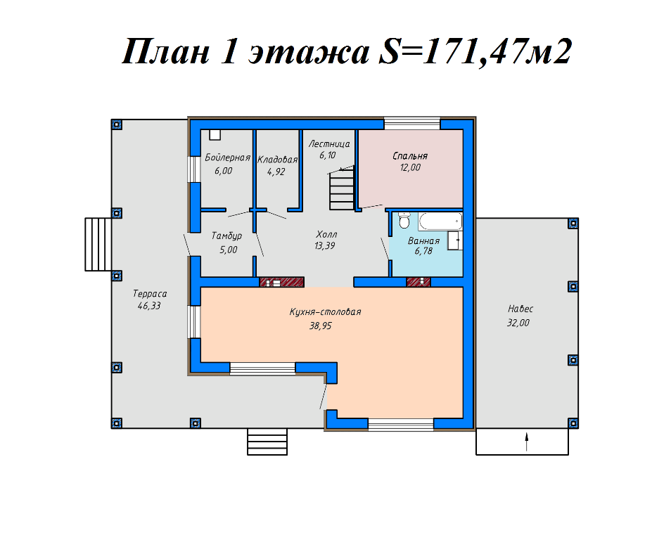 Проект жилого дома SD-proekt 15-0030 (275,37 м2, 10,9*11,9 м, керамический блок 380 мм, декоративная штукатурка) - фотография № 5