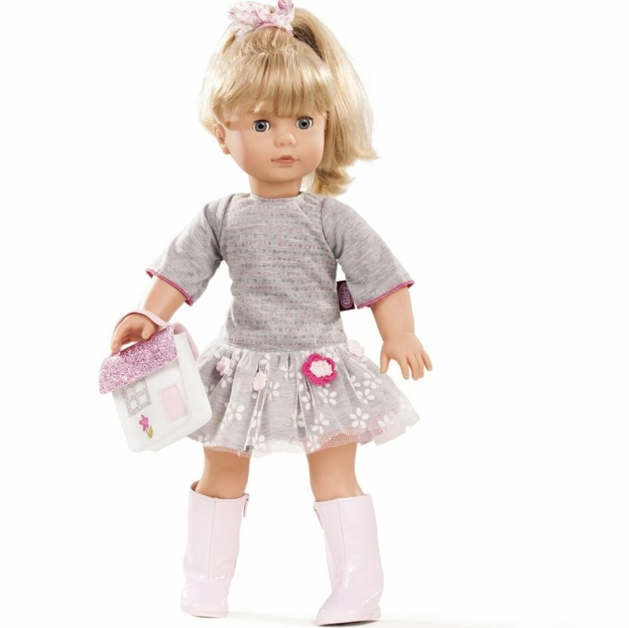 Кукла Джессика блондинка в сером платье мягконабивная, 46 см Gotz 1690391