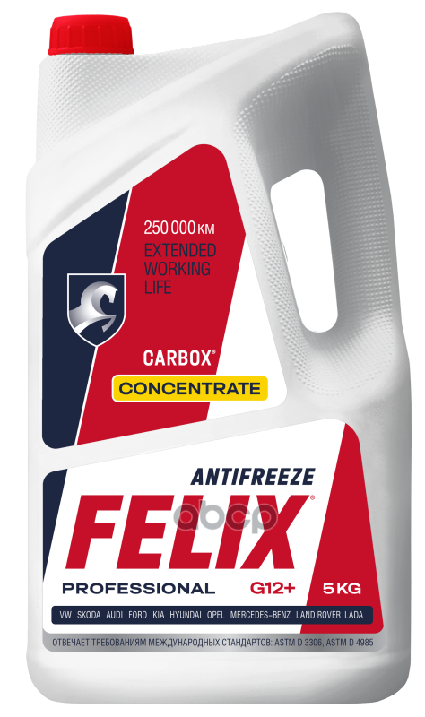 Антифриз Carbox Концентрат 5кг G12+ Красный Felix арт. 430206041