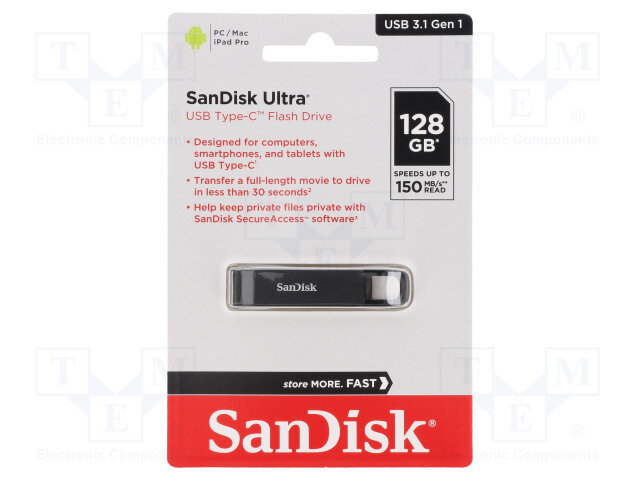 Флеш накопитель 128GB SanDisk CZ460 Ultra Type-C SDCZ460-128G-G46