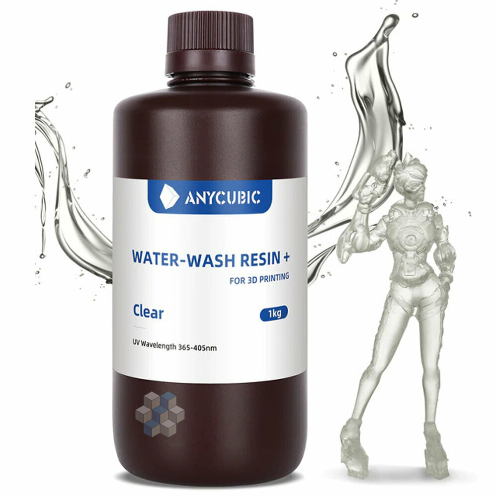 Фотополимерная смола Вода смываемая Anycubic Water-Wash Resin UV для 3Д принтеров LCD DLP 405нм , Прозрачная (Clear) , 1 литр