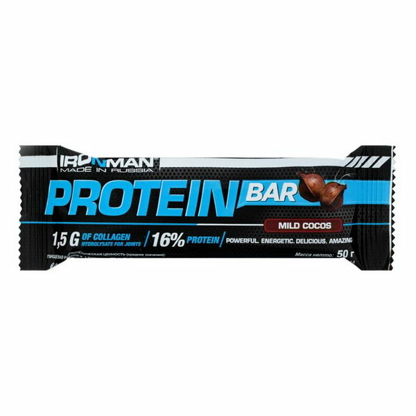 Батончик Protein Bar с коллагеном, кокос, тёмная глазурь, спортивное питание, 50 г, 2 шт.