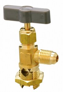 Вентиль-проколка на трубу со штуцером под шланг 3/16 ~ 3/8 (резьба 1/4 SAE) кран проколка