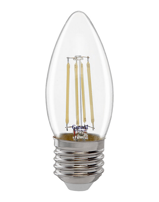 Лампа светодиодная GENERAL ECO FILAMENT Свеча 8W E27 6500K 690Lm