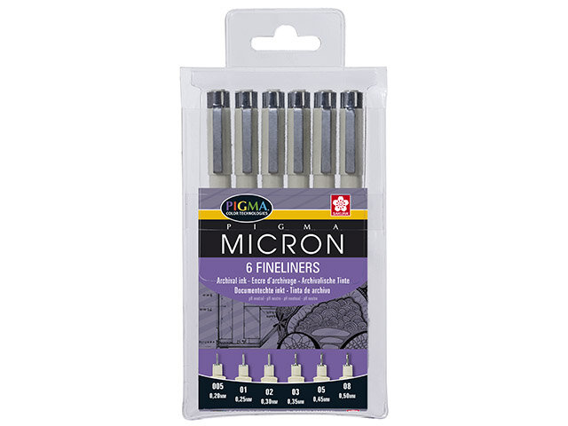 Набор капиллярных ручек Sakura Pigma Micron 6 шт. черные PO(XSDK-6)