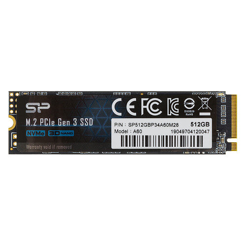 SSD накопитель Silicon Power M-Series SP512GBP34A60M28 512ГБ, M.2 2280, PCI-E 3.0 x4, NVMe