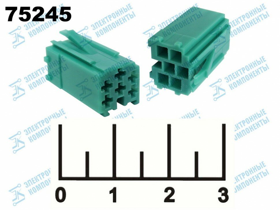 Корпус разъема mini ISO 6pin (зеленый)