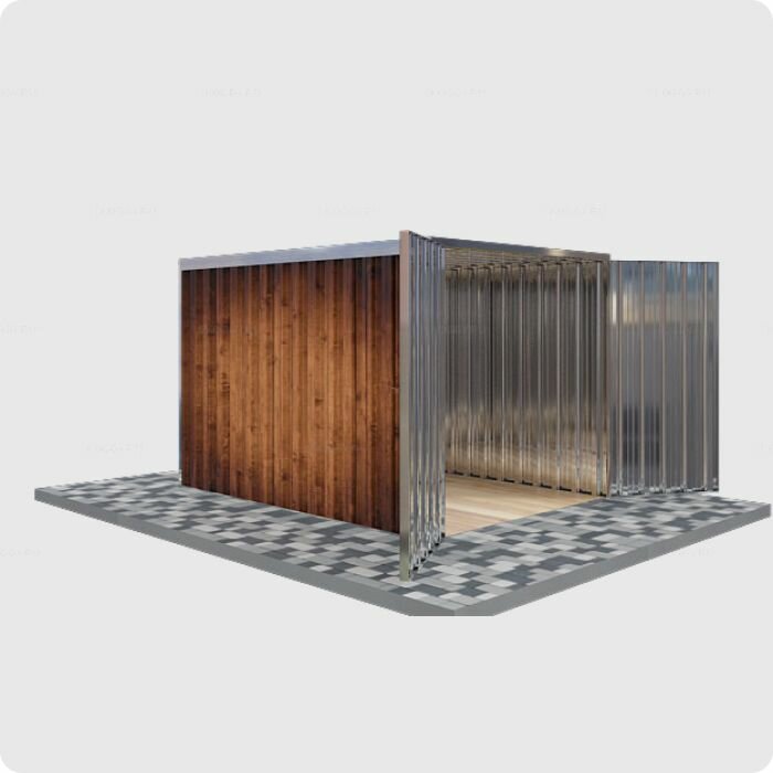 Хозблок металлический SKOGGY 3м, с плоской крышей, торцевой дверью и полом - фотография № 9