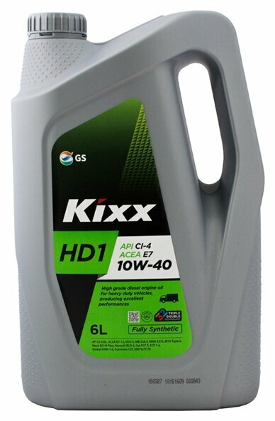 Синтетическое моторное масло Kixx HD1 10W-40, 6 л