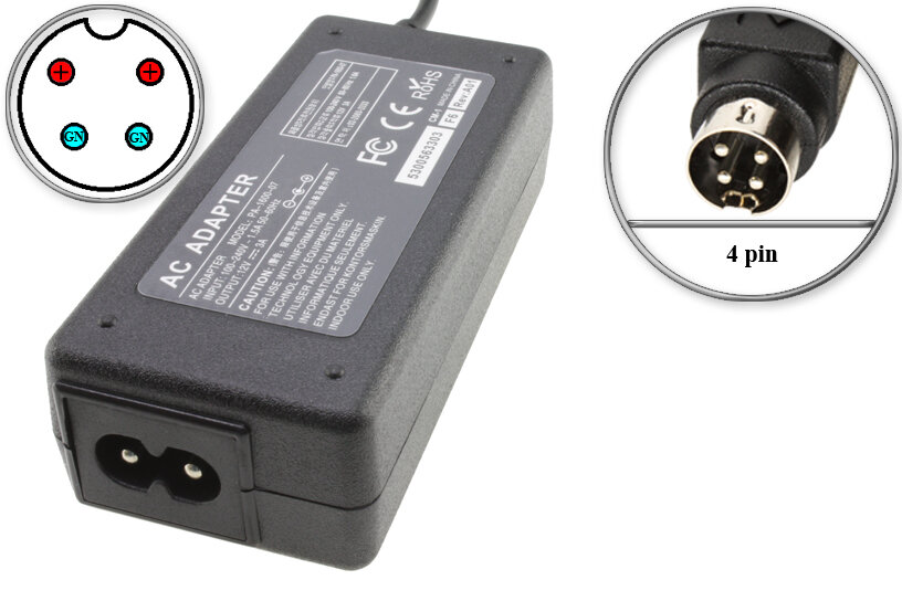 Адаптер (блок) питания 12V 3A 4pin (ATS036T-P120 PNS036T-P120C) отд. шнур для графического планшета Wacom Cintiq 21UX 22HD и др. устройств