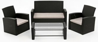 Набор садовой мебели "Кипр": диван, 2 кресла и стол, плетение: искусственный ротанг, мокко