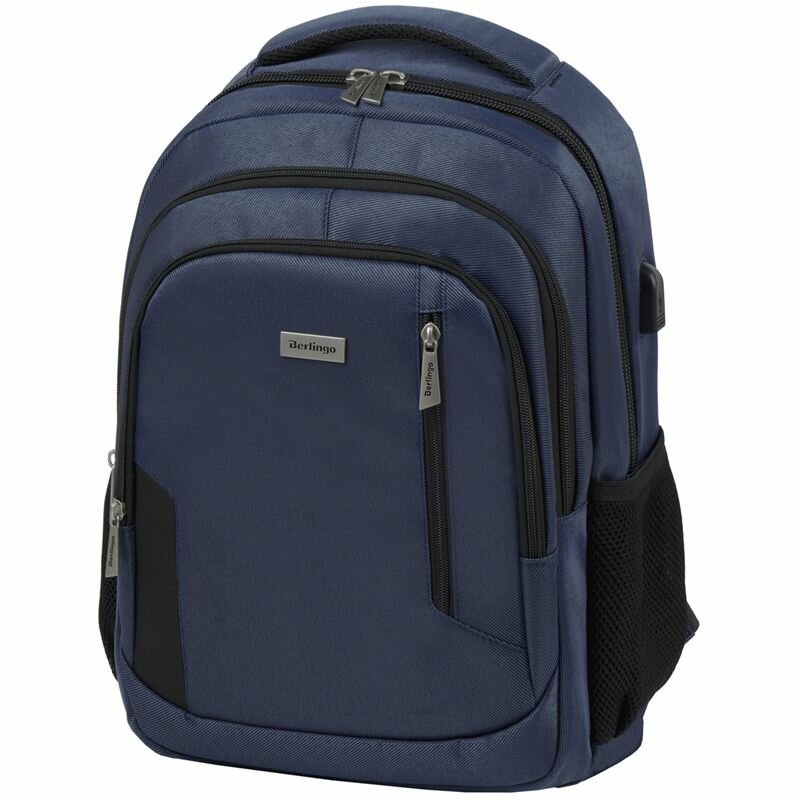 Рюкзак Berlingo City «Comfort blue» 42×29×17см, 3 отд, 3 карм, отд. для ноут, USB разъем, эргоном. спинка