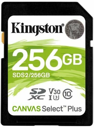 Карта памяти 256GB Kingston SDS2/256GB SDXC Canvas Select Plus 100R C10 UHS-I U3 V30