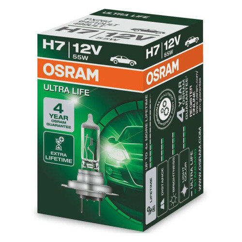 Лампа автомобильная галогенная Osram 64210ULT, H7, 12В, 55Вт, 3200К, 1шт