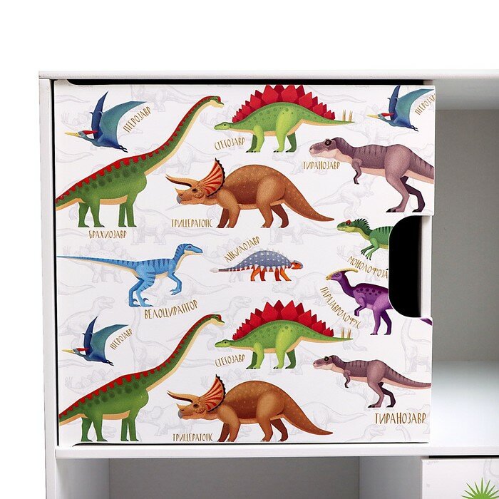 ZABIAKA Стеллаж с дверцами «Динозавры», 60 × 60 см, цвет белый - фотография № 8