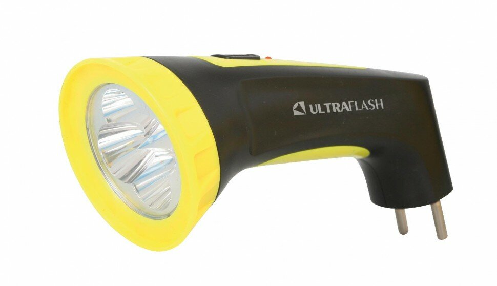 Фонарь LED3804М Чёрн/жел, 4LED, SLA,пластик, аккум., подзар. 220V Ultraflash