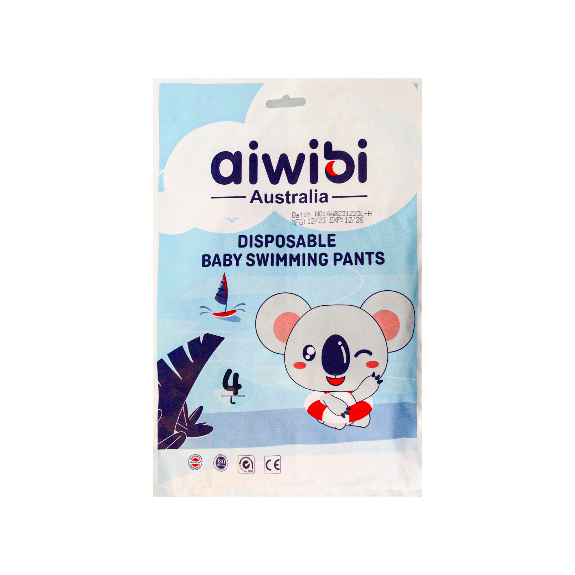 Подгузники-трусики дет. Aiwibi Premium однораз. д/плаван. L 9-14кг 1шт