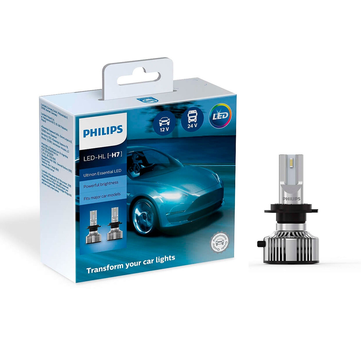 Лампа светодиодная Philips Ultinon Essential LED H7 12/24V 20W PX26d, 2 шт. (бокс)