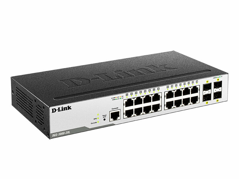 Коммутатор D-Link DGS-3000 DGS-3000-20L DGS-3000-20L/B1A/Управляемый Layer 2