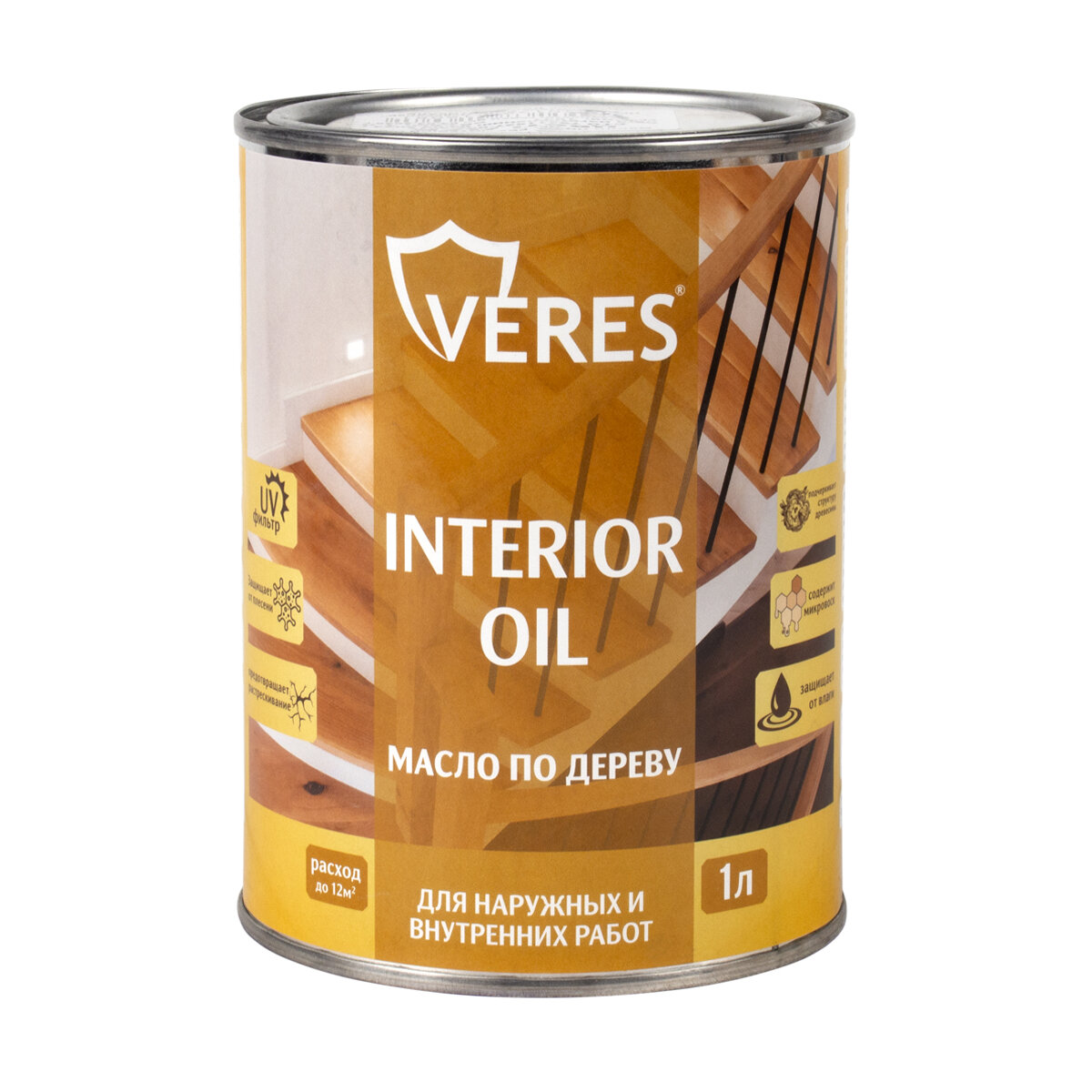 Масло для дерева Veres Interior Oil, 1 л, бесцветное - фотография № 1