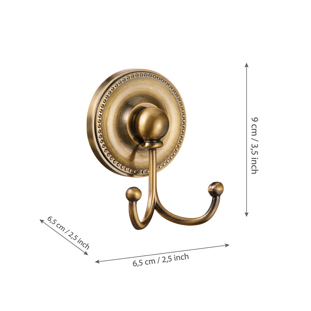 Крючок для ванной Fora Real двойной на шуруп металл бронза (FOR-RE053/725)