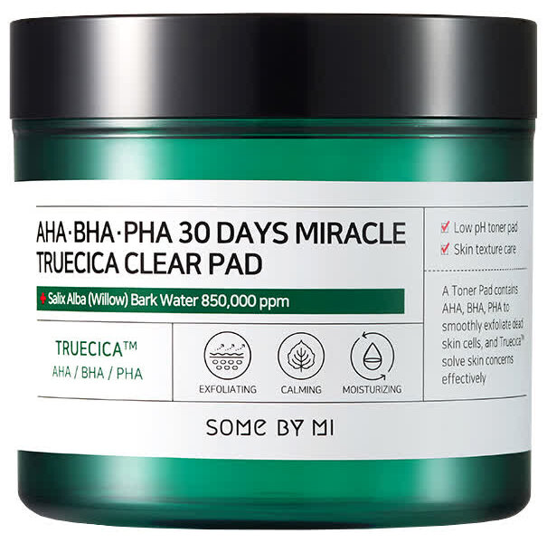 Диски для лица очищающие с кислотами Some By Mi AHA?BHA?PHA 30 Days Miracle Truecica Clear Pad, 70шт, 125 мл