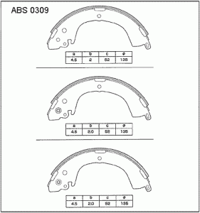 Колодки задние барабанные Allied Nippon ABS0309 Mitsubishi: MN116475/MR178826 MB895475 Mitsubishi Colt/Rodeo (K7_T