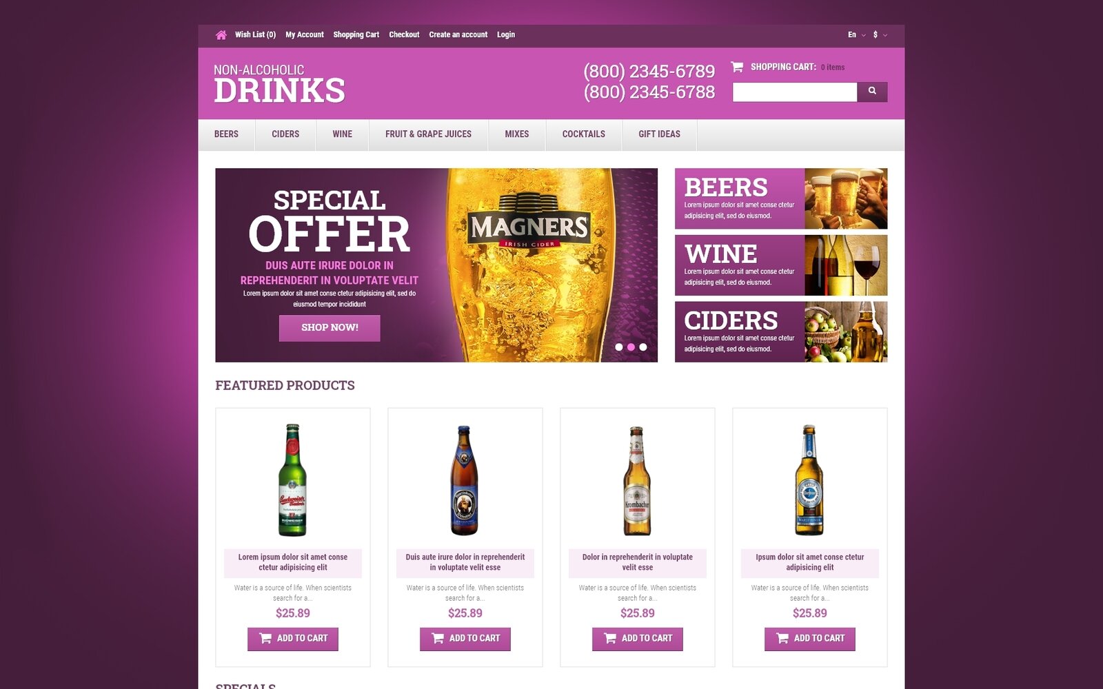 Шаблон OpenCart Food & Drink Responsive