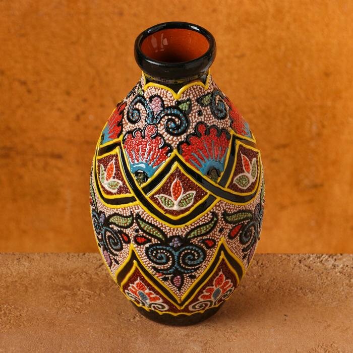 фото Ваза Риштанская Керамика "Узоры", 17 см, микс