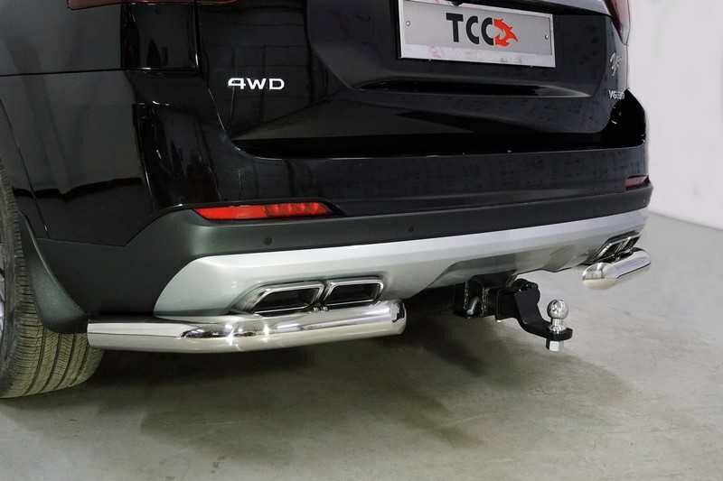Защита задняя (уголки) 76,1 мм (не встают на автомобили с пневмоподвеской) TCC KIAMOH20-19 Kia Mohave 2020-