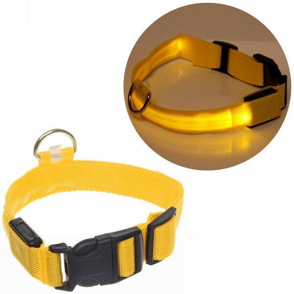 Ошейник с подсветкой и кольцом для жетона для средних пород собак «Бро видно», цвет жёлтый, размер M - 2,5*50см (лейбл) - фотография № 3