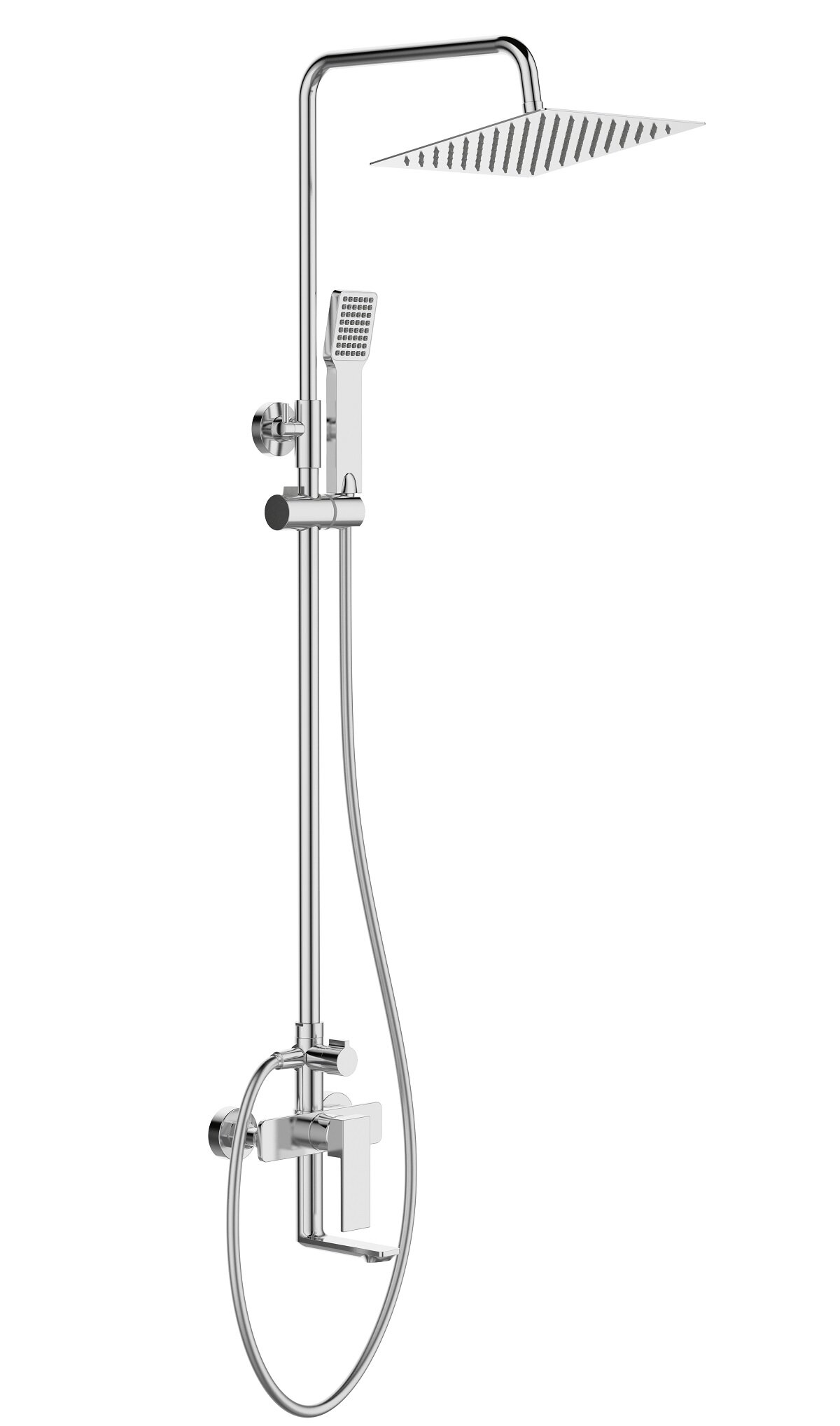 Душевая стойка со смесителем для ванны верхним и ручным душем хром ROMANO-VSCM-CRM