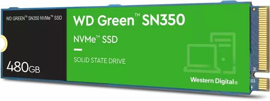 Твердотельный накопитель SSD WD Green SN350 NVMe WDS480G2G0C 480ГБ M2.2280 (TLC)