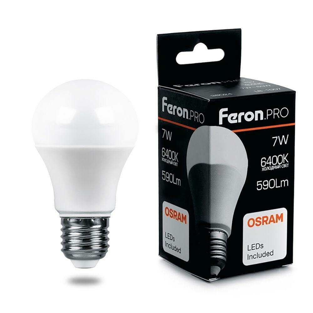 Feron Лампа светодиодная Feron Pro E27 7W 6400K матовая LB-1007 38025