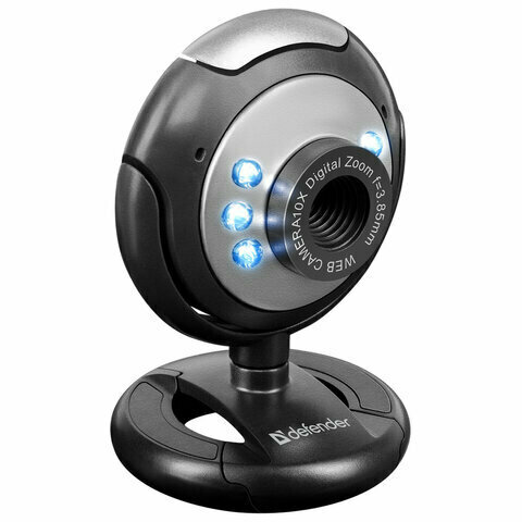 Веб-камера DEFENDER C-110, комплект 2 шт., 0.3 Мп, микрофон, USB 2.0/1.1+3.5 мм jack, подсветка, регулируемое крепление, черная, 63110
