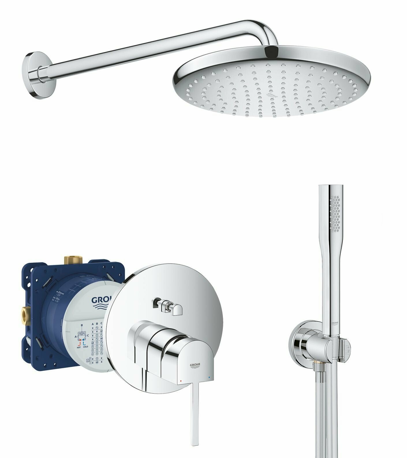 Душевая система с тропическим душем Grohe Plus Professional 250, Германия - фотография № 1