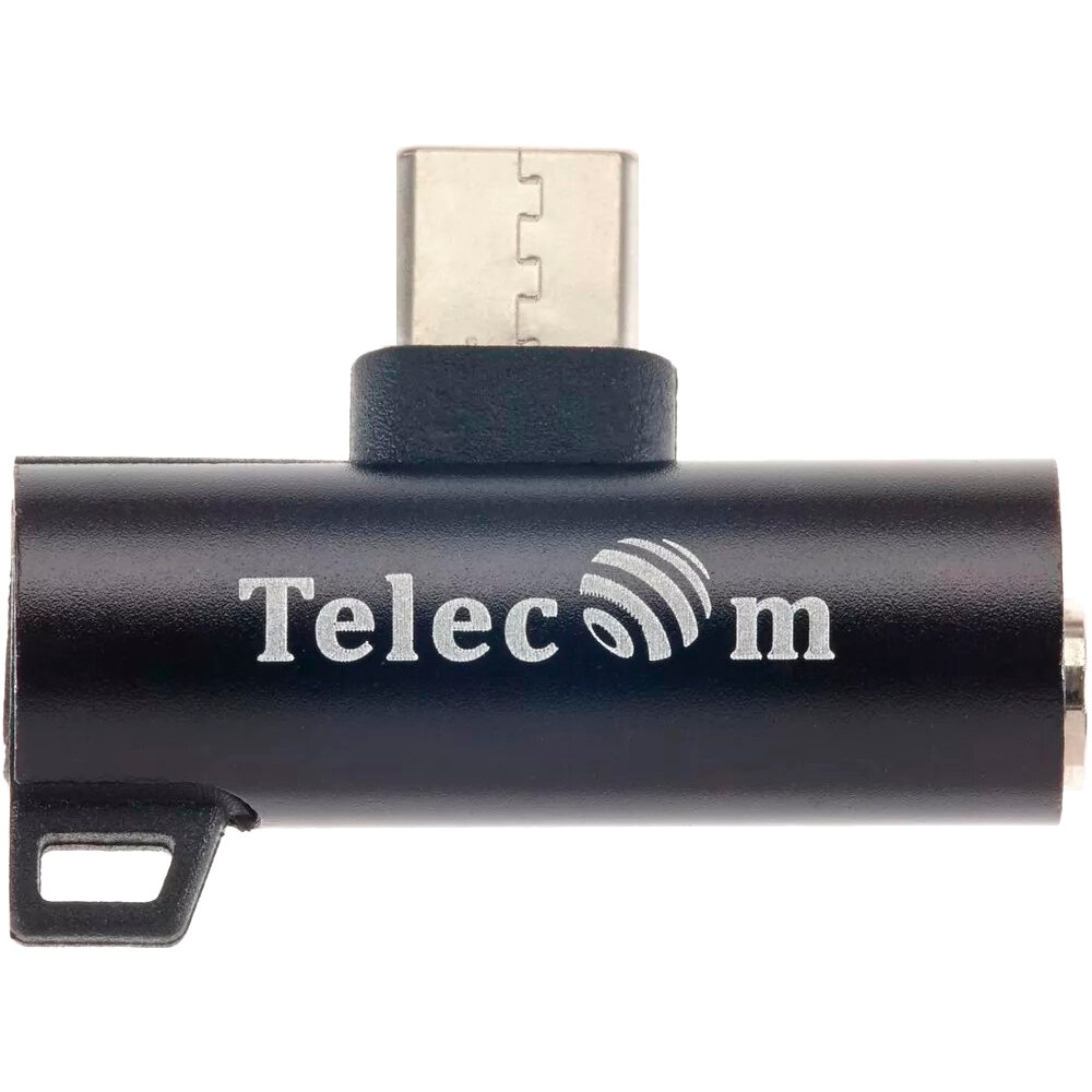 Переходник USB3.1 Type-C 2 in 1 audio+PD charging черный