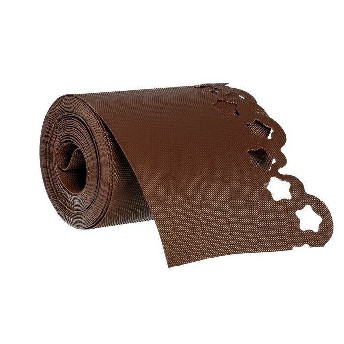 Лента бордюрная, 0.2 × 9 м, толщина 1.2 мм, пластиковая, фигурная, коричневая - фотография № 1
