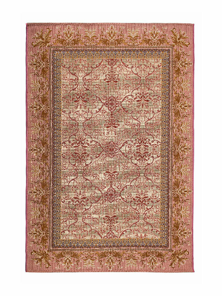 фото Ковер на пол / Циновка безворсовая из полиэстера 75x150 см Lagora красно-бежевая