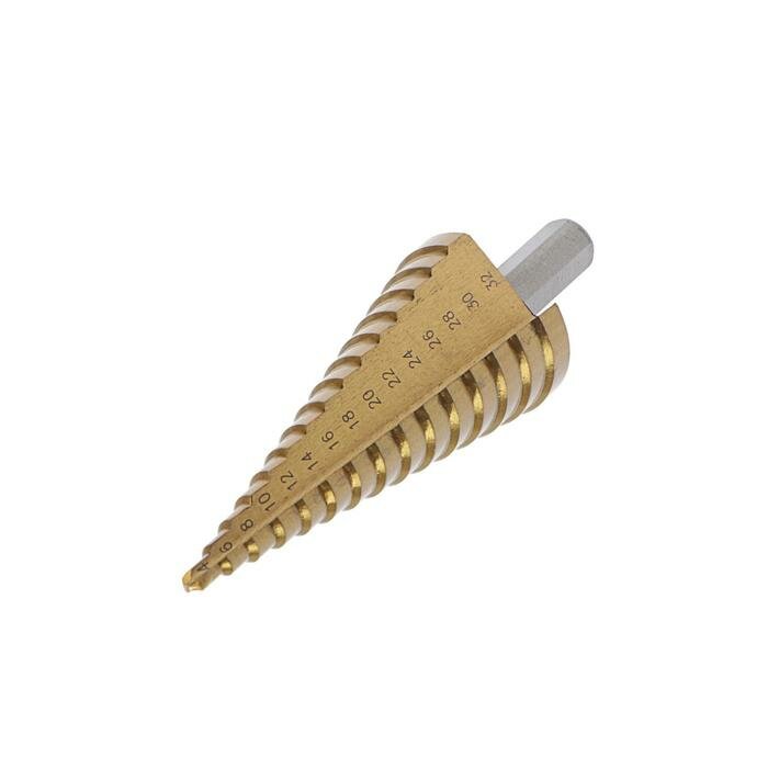 фото Сверло ступенчатое тундра, HSS, TiN, трехгранный хвостовик, 4 - 32 мм